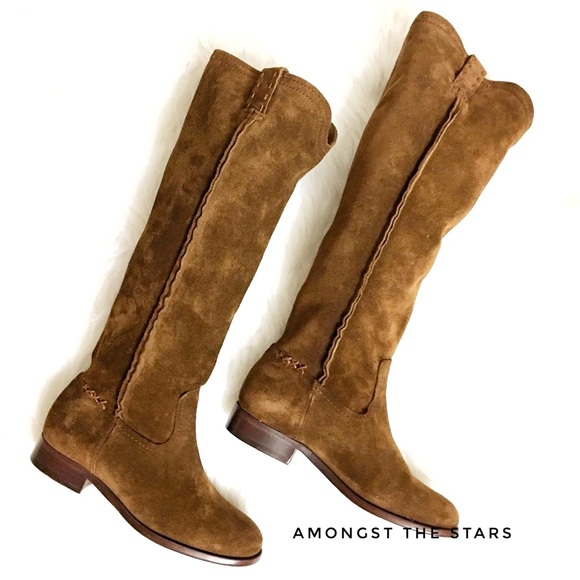 Frye Shoes - Frye Cara Suede Wood Brown Slouchy Tall Boots
